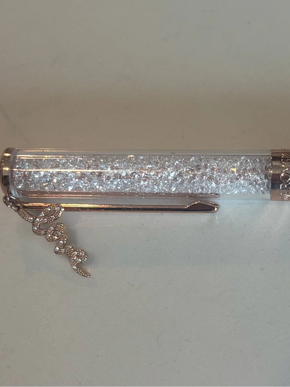 Swarovski Pink Crystal-Filled Ballpoint Pen with Silver Accents